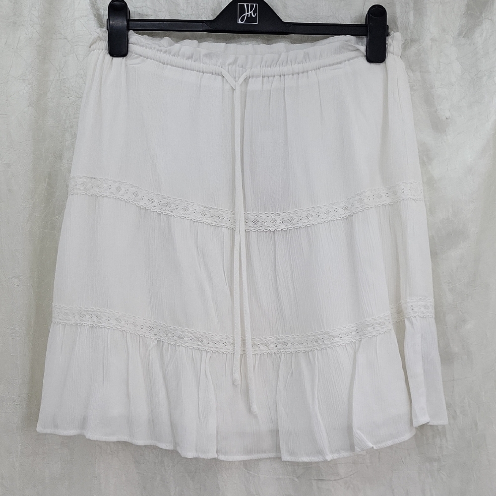 Esqualo White Lace Tiered Skirt Size 12